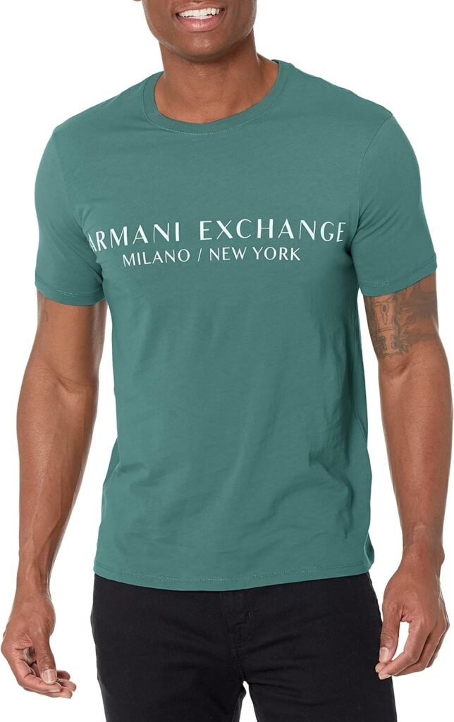 A | X ARMANI EXCHANGE Mens Short Sleeve Milan New York Logo Crew Neck T-Shirt