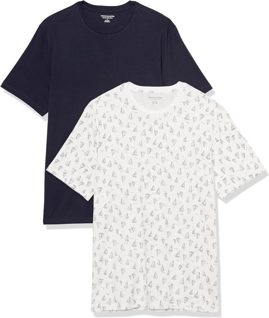 Amazon Essentials Mens Regular-Fit Short-Sleeve Crewneck T-Shirt, Pack of 2