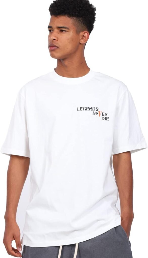 Big V Mens Crew Neck Short Sleeve T Shirt V Letter Print Graphic T-Shirts Cotton Hip Hop Tees