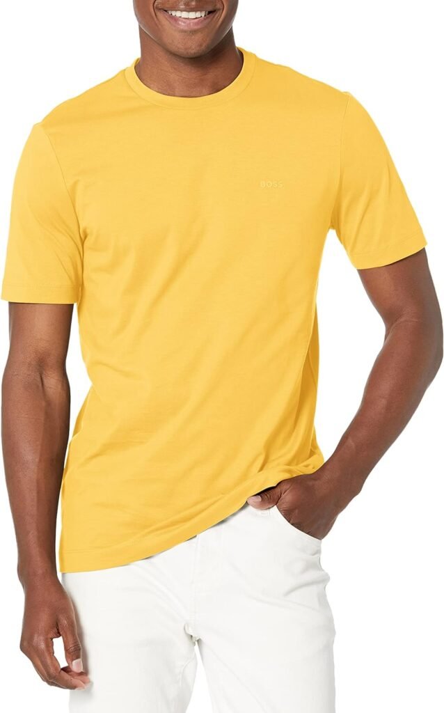 BOSS Mens Small Logo Cotton Crewneck T-Shirt