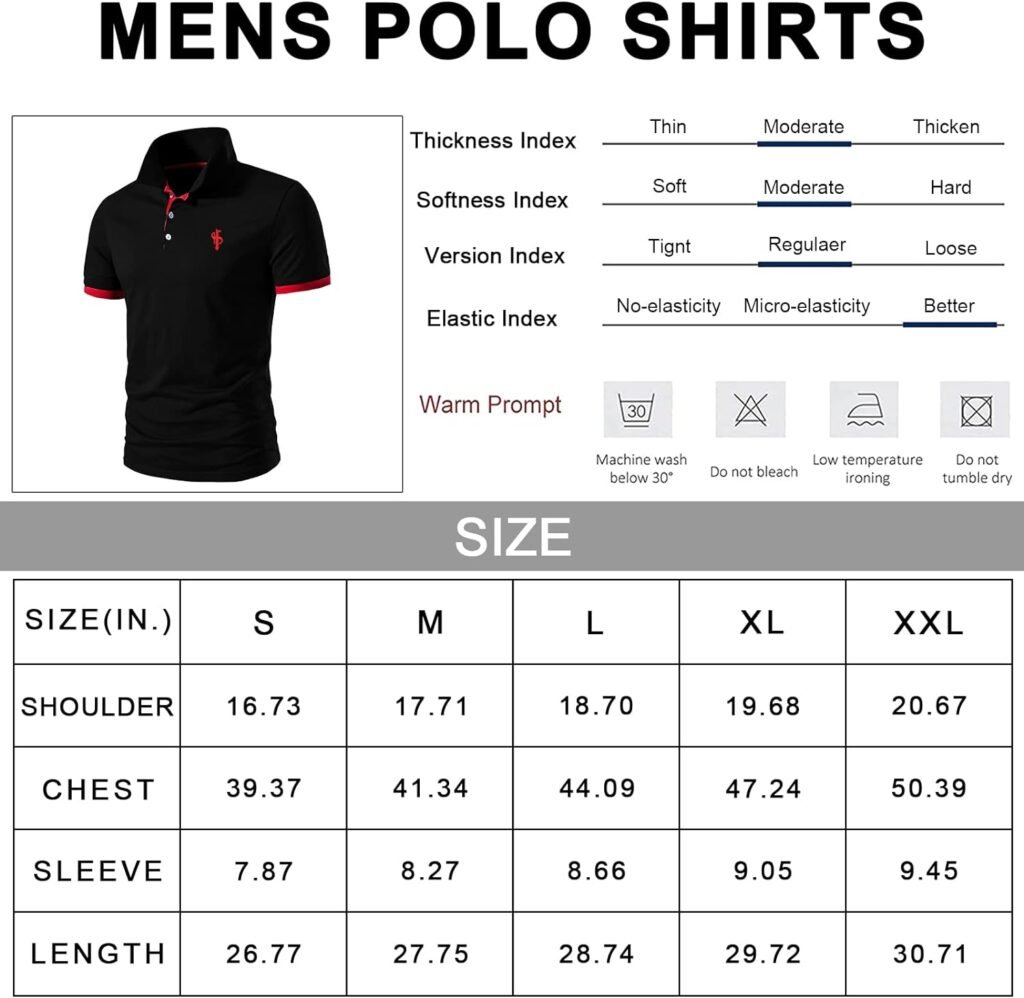 CEHT Mens Polo Shirts Short Sleeve  Long Sleeve Cotton Golf Polo Shirts for Men Slim Fit Casual Tops