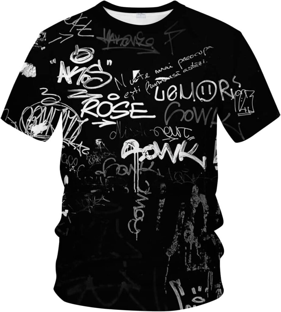 Dalicoter Mens 3D Print Hip Hop Graffiti Graphic T-Shirt Cool Shirt Novelty Tee Top