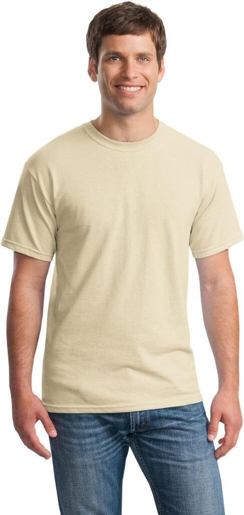 Gildan Mens Heavy Cotton T-Shirt, Black, Small. (Pack of 6)