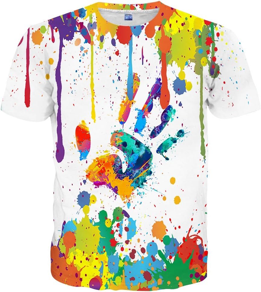 Neemanndy Unisex 3D Colorful Print Graphic Tee Shirts for Men Women and Teens