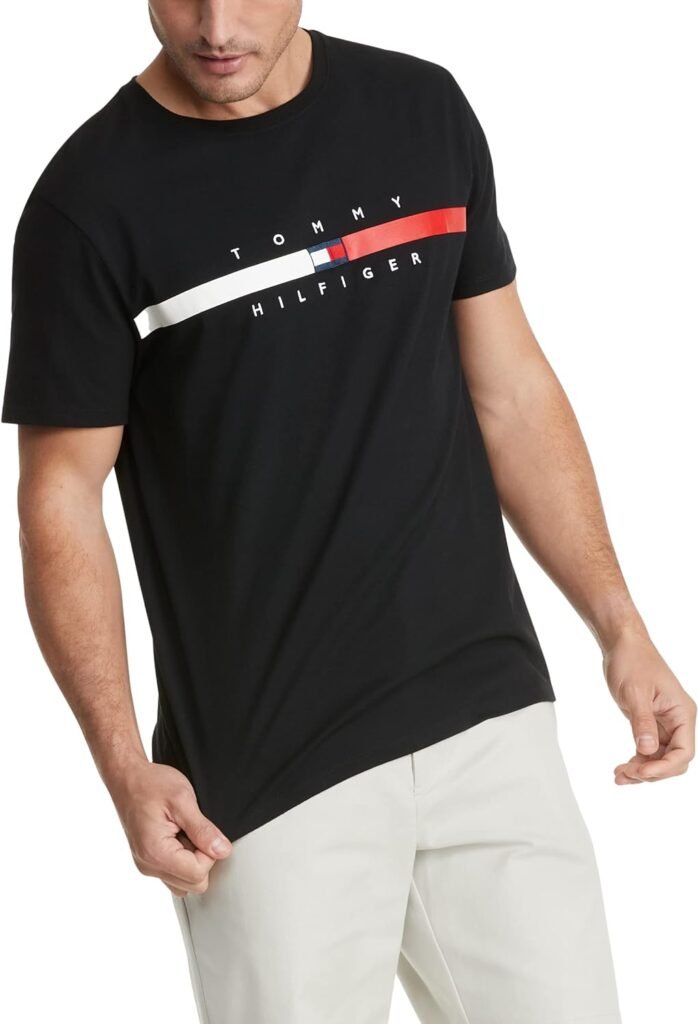 Tommy Hilfiger Mens Short Sleeve Signature Stripe Graphic T-Shirt