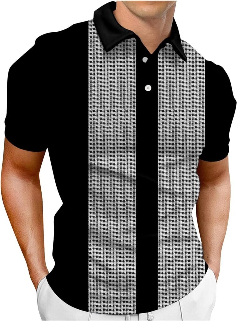 Ymosrh Mens Polo Shirts Short Sleeves Button-Down Print Clothing Apparel Fashion Designer Casual Breathable Shirts, M-3XL